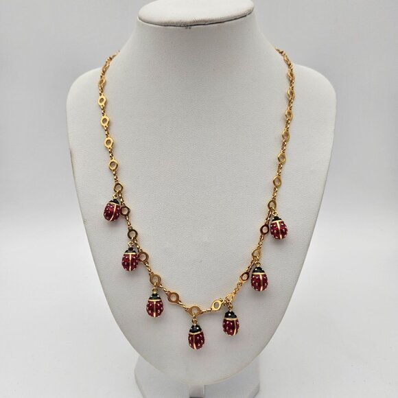 Joan Rivers Ladybug Charm Gold Tone Enamel Necklace - Picture 2 of 5